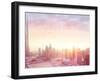 Beautiful Sunset over Dubai City, Amazing Cityscape Lit with Warm Sun Light, Contemporary New Moder-Anna Om-Framed Photographic Print