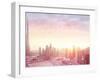 Beautiful Sunset over Dubai City, Amazing Cityscape Lit with Warm Sun Light, Contemporary New Moder-Anna Om-Framed Photographic Print