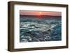 Beautiful Sunset over Molten Cooled Lava Landscape in Hawaii Volcanoes National Park, Big Island, H-George Burba-Framed Photographic Print