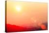 Beautiful Sunset Sky with Flare at Mountain.-TWStock-Stretched Canvas