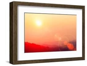 Beautiful Sunset Sky with Flare at Mountain.-TWStock-Framed Photographic Print