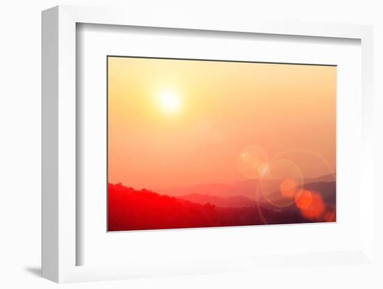 Beautiful Sunset Sky with Flare at Mountain.-TWStock-Framed Photographic Print