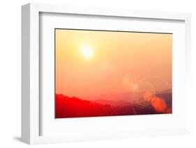 Beautiful Sunset Sky with Flare at Mountain.-TWStock-Framed Photographic Print