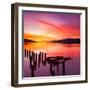 Beautiful Sunset with Colours of Red, Orange and Yellow, over Governors Bay, Looking-Travellinglight-Framed Photographic Print