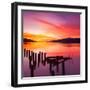 Beautiful Sunset with Colours of Red, Orange and Yellow, over Governors Bay, Looking-Travellinglight-Framed Photographic Print