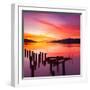 Beautiful Sunset with Colours of Red, Orange and Yellow, over Governors Bay, Looking-Travellinglight-Framed Photographic Print