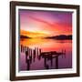 Beautiful Sunset with Colours of Red, Orange and Yellow, over Governors Bay, Looking-Travellinglight-Framed Photographic Print