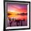 Beautiful Sunset with Colours of Red, Orange and Yellow, over Governors Bay, Looking-Travellinglight-Framed Photographic Print