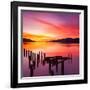 Beautiful Sunset with Colours of Red, Orange and Yellow, over Governors Bay, Looking-Travellinglight-Framed Photographic Print