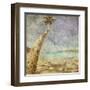 Beautiful Tropical Beach With Sea View, Clean Water And Blue Sky In Retro And Grunge Style-dmitry kushch-Framed Art Print