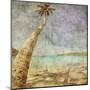 Beautiful Tropical Beach With Sea View, Clean Water And Blue Sky In Retro And Grunge Style-dmitry kushch-Mounted Art Print