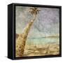 Beautiful Tropical Beach With Sea View, Clean Water And Blue Sky In Retro And Grunge Style-dmitry kushch-Framed Stretched Canvas