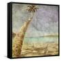 Beautiful Tropical Beach With Sea View, Clean Water And Blue Sky In Retro And Grunge Style-dmitry kushch-Framed Stretched Canvas