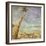 Beautiful Tropical Beach With Sea View, Clean Water And Blue Sky In Retro And Grunge Style-dmitry kushch-Framed Art Print