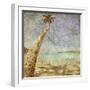 Beautiful Tropical Beach With Sea View, Clean Water And Blue Sky In Retro And Grunge Style-dmitry kushch-Framed Art Print