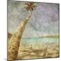 Beautiful Tropical Beach With Sea View, Clean Water And Blue Sky In Retro And Grunge Style-dmitry kushch-Mounted Art Print