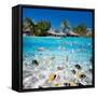 Beautiful Tropical Island in French Polynesia under and above Water-BlueOrange Studio-Framed Stretched Canvas