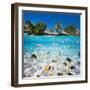 Beautiful Tropical Island in French Polynesia under and above Water-BlueOrange Studio-Framed Photographic Print