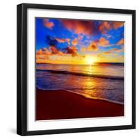 Beautiful Tropical Sunset on the Beach-idiz-Framed Photographic Print