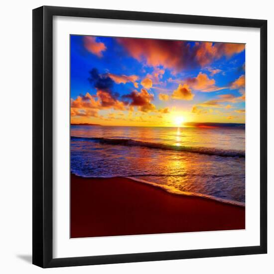 Beautiful Tropical Sunset on the Beach-idiz-Framed Photographic Print