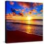 Beautiful Tropical Sunset on the Beach-idiz-Stretched Canvas