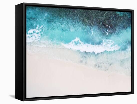 Beautiful Tropical White Empty Beach and Sea Waves Seen from Above-NinaMalyna-Framed Stretched Canvas