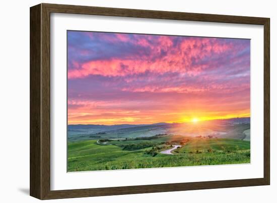 Beautiful Tuscany Landscape at Sunrise, Italy-sborisov-Framed Photographic Print