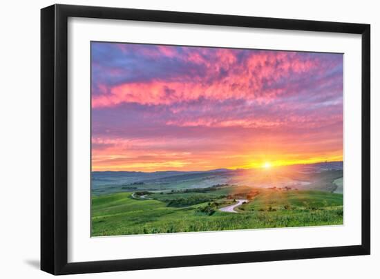 Beautiful Tuscany Landscape at Sunrise, Italy-sborisov-Framed Photographic Print