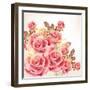 Beautiful Vector Background in Vintage Style with  Rose  Flowers-mashakotcur-Framed Art Print