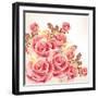 Beautiful Vector Background in Vintage Style with  Rose  Flowers-mashakotcur-Framed Art Print