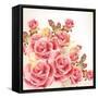 Beautiful Vector Background in Vintage Style with  Rose  Flowers-mashakotcur-Framed Stretched Canvas