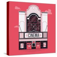 Beautiful Vector Detailed Fully Decorated Classic Motion Picture Movie Film Theater Building Facade-Mascha Tace-Stretched Canvas