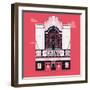 Beautiful Vector Detailed Fully Decorated Classic Motion Picture Movie Film Theater Building Facade-Mascha Tace-Framed Art Print