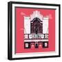 Beautiful Vector Detailed Fully Decorated Classic Motion Picture Movie Film Theater Building Facade-Mascha Tace-Framed Art Print