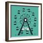 Beautiful Vector Ferris Observation Amusement Country Fair Wheel. Ideal for Graphic and Motion Desi-Mascha Tace-Framed Art Print