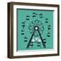 Beautiful Vector Ferris Observation Amusement Country Fair Wheel. Ideal for Graphic and Motion Desi-Mascha Tace-Framed Art Print