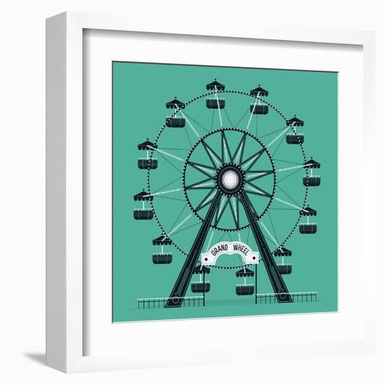 Beautiful Vector Ferris Observation Amusement Country Fair Wheel. Ideal for Graphic and Motion Desi-Mascha Tace-Framed Art Print