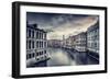 Beautiful Venice Cityscape, Vintage Style Photo of a Gorgeous Water Canal, Traditional Venetian Str-Anna Omelchenko-Framed Photographic Print