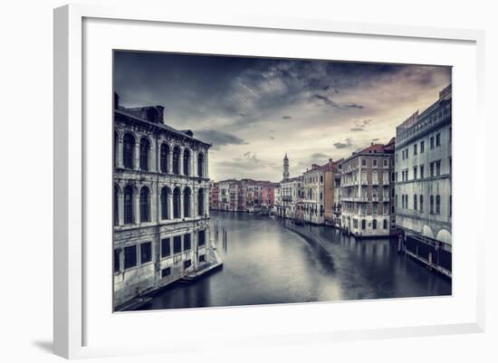 Beautiful Venice Cityscape, Vintage Style Photo of a Gorgeous Water Canal, Traditional Venetian Str-Anna Omelchenko-Framed Photographic Print