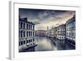 Beautiful Venice Cityscape, Vintage Style Photo of a Gorgeous Water Canal, Traditional Venetian Str-Anna Omelchenko-Framed Photographic Print