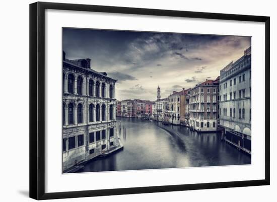 Beautiful Venice Cityscape, Vintage Style Photo of a Gorgeous Water Canal, Traditional Venetian Str-Anna Omelchenko-Framed Photographic Print