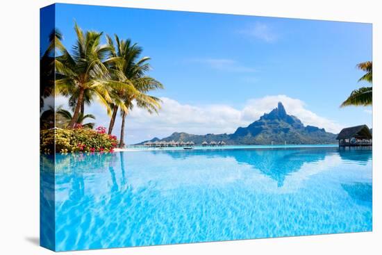 Beautiful View of Otemanu Mountain on Bora Bora Island-BlueOrange Studio-Stretched Canvas