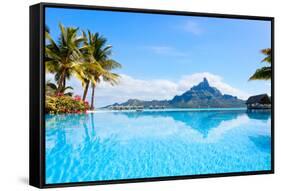 Beautiful View of Otemanu Mountain on Bora Bora Island-BlueOrange Studio-Framed Stretched Canvas