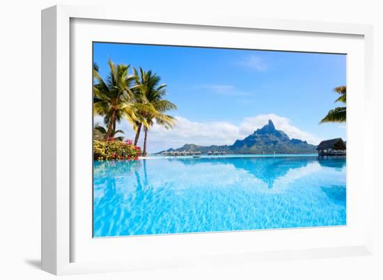 Beautiful View of Otemanu Mountain on Bora Bora Island-BlueOrange Studio-Framed Photographic Print