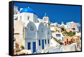 Beautiful View of Santorini-Maugli-l-Framed Stretched Canvas