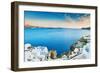 Beautiful View of the Sea and Islands at Sunset. Oia Town, Santorini Island, Greece.-Olga Gavrilova-Framed Photographic Print