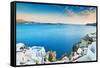 Beautiful View of the Sea and Islands at Sunset. Oia Town, Santorini Island, Greece.-Olga Gavrilova-Framed Stretched Canvas