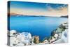 Beautiful View of the Sea and Islands at Sunset. Oia Town, Santorini Island, Greece.-Olga Gavrilova-Stretched Canvas