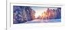 Beautiful View of the Sunrise in the Morning on the Country Snowy Road.-LeManna-Framed Photographic Print