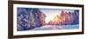 Beautiful View of the Sunrise in the Morning on the Country Snowy Road.-LeManna-Framed Photographic Print